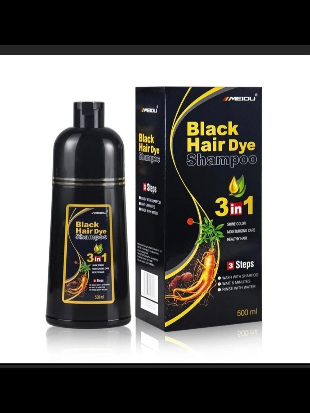 Black Hair Dye Shampoo 3-in-1 - Black